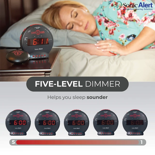 Alt view image 10 of 14 - Bomb Dual Extra Loud Alarm Clock with Bed Shaker, Black | Vibrating Alarm Clock Heavy Sleepers, Battery Backup | Wake with a Shake