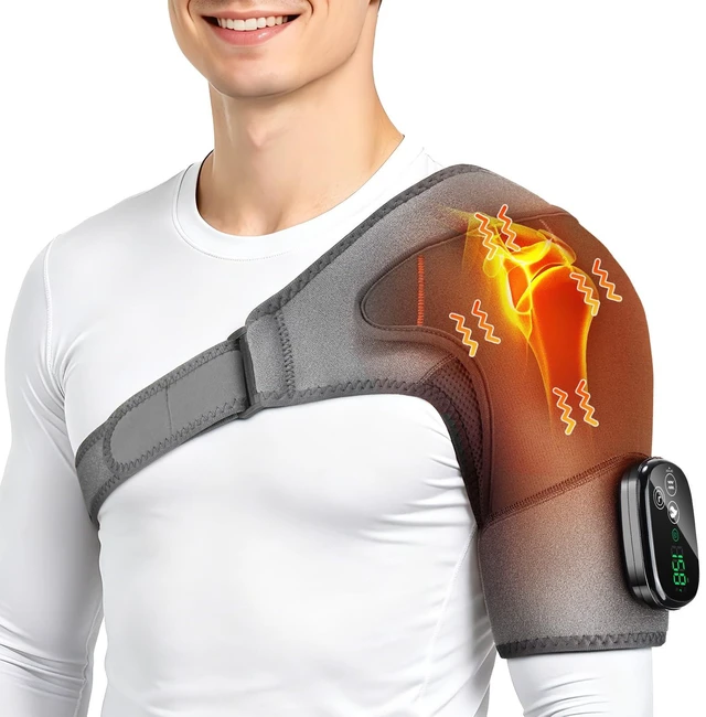 Alt view image 8 of 14 - Cordless Shoulder Heating Pad with Massage for Pain Relief Deep Tissue | Enlarged Shoulder Massager, 5 Temperature and 3 Timer Settings, 5 Massage Modes Heated Shoulder Wrap