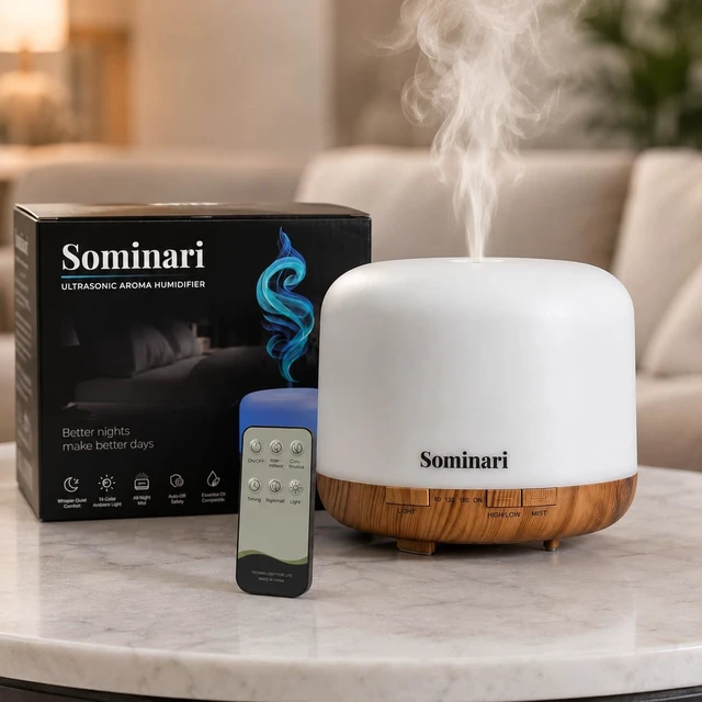 Alt view image 14 of 14 - Essential Oil Diffuser 500ml, Quiet Ultrasonic Bedroom Humidifier | Wireless Remote, 14 Ambient LED Nightlight, Timer Setting, Auto-Off Safety, BPA-Free for Large Room Aromatherapy