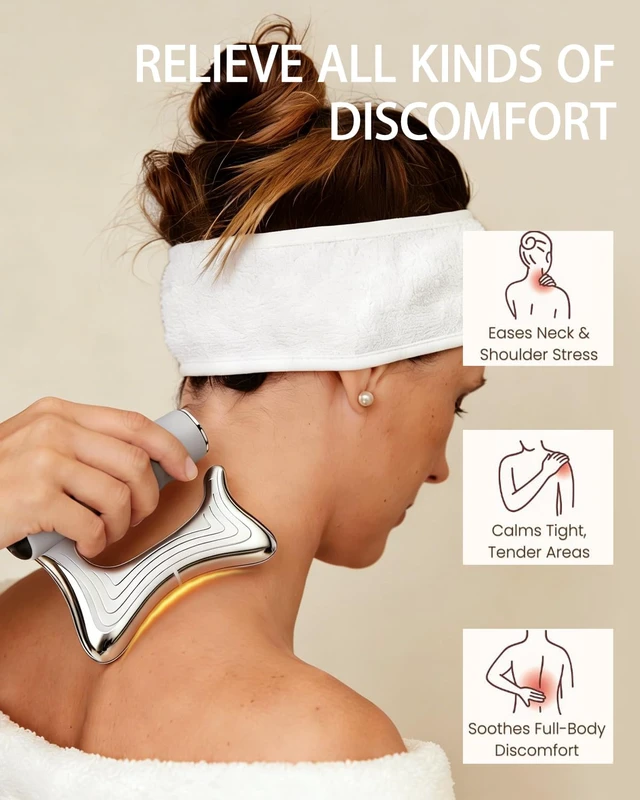 Alt view image 12 of 14 - Muscle Scraper Tool, Heated Fascia Massage Tool with Vibration & Heating, Electric Body Contouring Device, 3 Modes LED Display, Rechargeable Wireless Gua Sha Massager for Full Body (Silver)