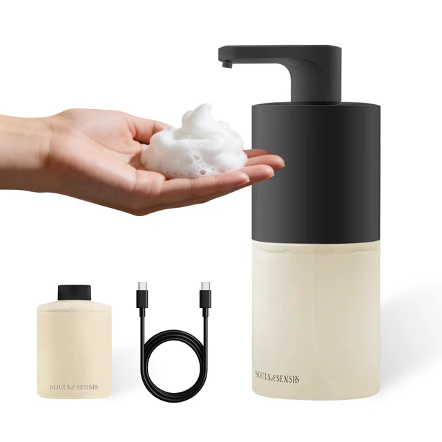 Alt view image 8 of 14 - Automatic Touchless Foaming Soap Dispenser, USB Rechargeable Sensor Pump with Refill Included, Matte Black, for Bathroom & Kitchen