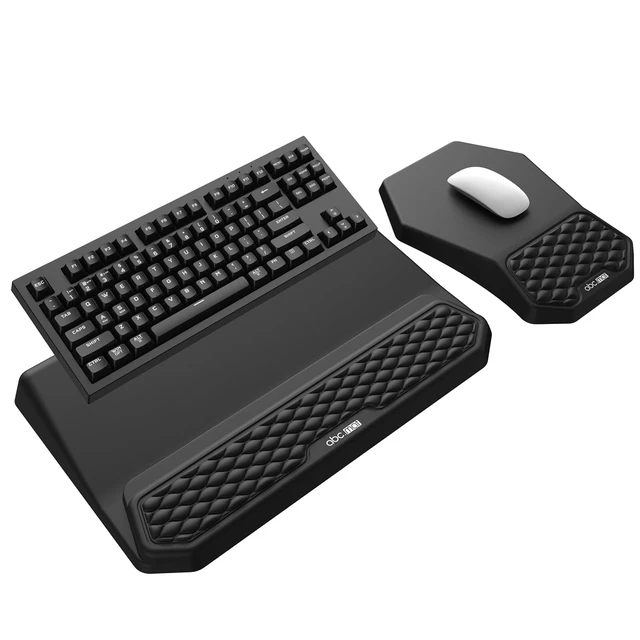 Alt view image 8 of 14 - 3-in-1 Ergonomic Keyboard Stand with Wrist Rest & Mouse Pad Set, Black | Comfy Keyboard Riser Holder Soft Mousepad with Massage Design, Memory Foam and Non-Slip PU Base for Pain Relief