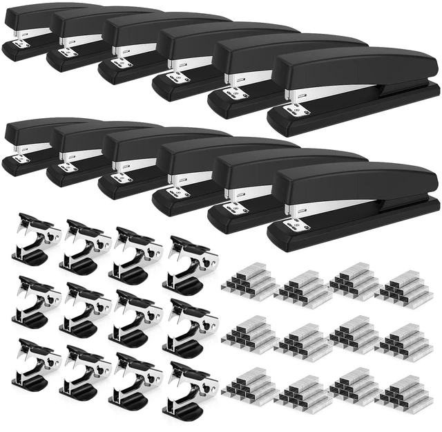 Alt view image 8 of 14 - Stapler, 12 Pack Staplers, 12000 Staples and 12 Staple Removers, Black | Staplers for Desk, 25 Sheet Capacity