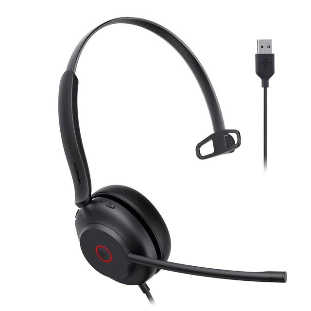Alt view image 8 of 14 - UH35 Wired Headset, USB-A, AI Noise Canceling Mic,HD Audio, On-Ear | Teams/Zoom Certified, Single-ear Headphones with 2-Microphones, Play&Plug for PC/Phone, Work,Calls,Online Meeting,5.6ft Cable