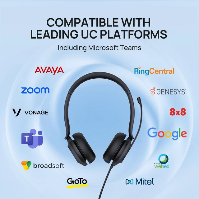 Alt view image 14 of 14 - UH35 Wired Headset, USB-A, AI Noise Canceling Mic,HD Audio, On-Ear | Teams/Zoom Certified, Single-ear Headphones with 2-Microphones, Play&Plug for PC/Phone, Work,Calls,Online Meeting,5.6ft Cable