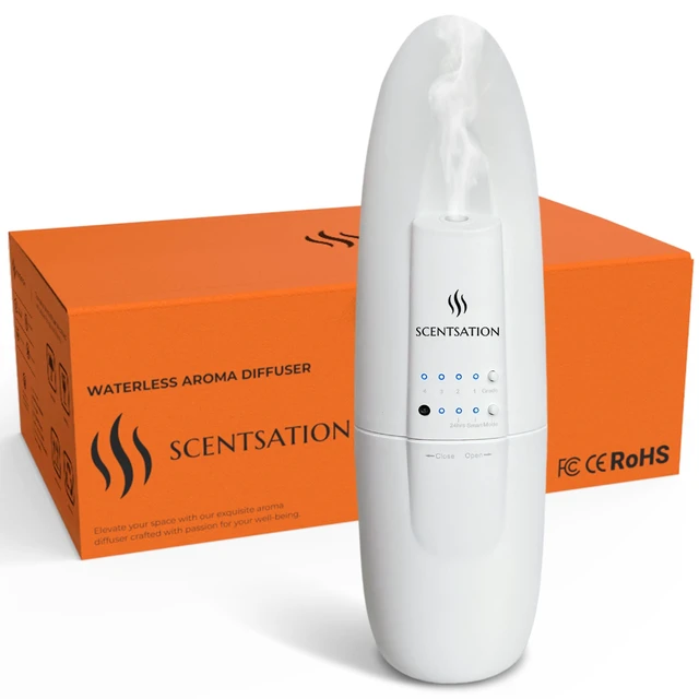Alt view image 8 of 14 - Plug-in Essential Oil Diffuser - Smart Advanced Nanotechnology (SAN) - Silent & Waterless Aromatherapy - Cold Air Diffusion, Wide Area Coverage up to 500 SqFt - Home, Office, Spa - White