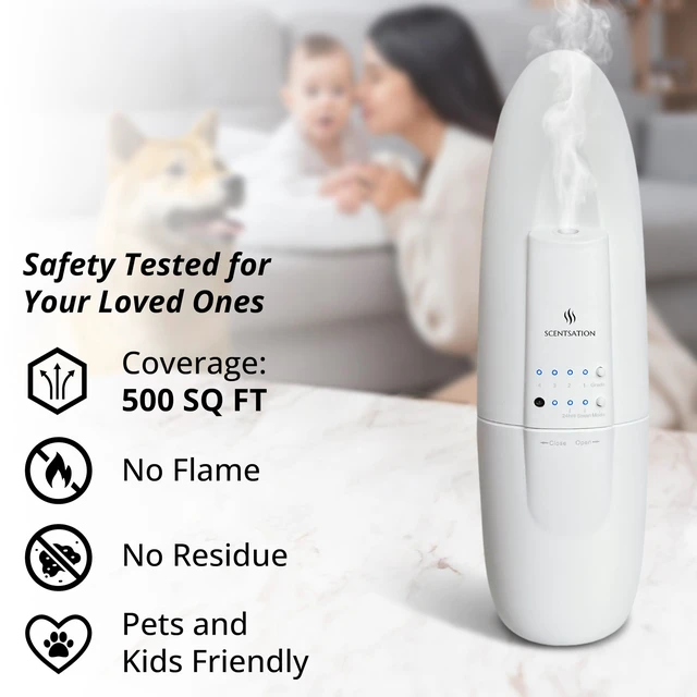 Alt view image 10 of 14 - Plug-in Essential Oil Diffuser - Smart Advanced Nanotechnology (SAN) - Silent & Waterless Aromatherapy - Cold Air Diffusion, Wide Area Coverage up to 500 SqFt - Home, Office, Spa - White
