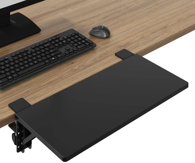 Alt view image 8 of 14 - Small Ergonomics Desk Extender Tray, 20x9.5 Inch Table Mount Arm Rest Shelf, 90° Foldable Keyboard Tray Platform, Clamp on Computer Arm Rest for Desk, Suitable for Office Desks, Black