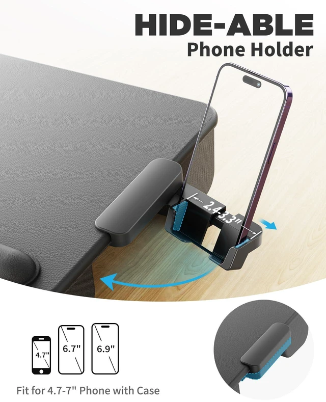 Alt view image 10 of 14 - Laptop Lap Desk, Portable Laptop Desk for Bed Fits Up to 17" Laptops | Lightweight Laptop Tray Table with Storage Drawer & Phone Holder, Lap Desk with Cushion, for Working or Gaming on Couch
