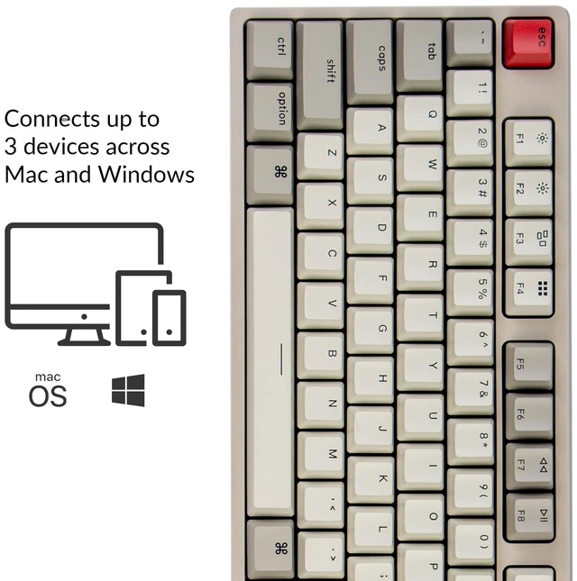 Alt view image 9 of 14 - C2 Full Size Wired Mechanical Keyboard, Brown Switch, Retro | ABS keycaps, USB-C connection, Ergonomic support, Non-backlit design, Compatible with Mac Windows