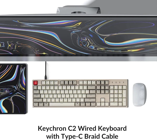 Alt view image 10 of 14 - C2 Full Size Wired Mechanical Keyboard, Brown Switch, Retro | ABS keycaps, USB-C connection, Ergonomic support, Non-backlit design, Compatible with Mac Windows