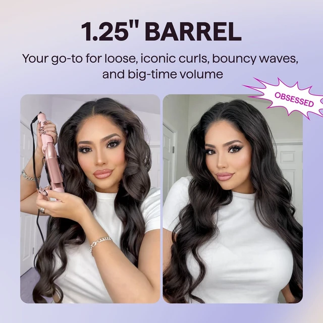 Alt view image 12 of 14 - 3 in 1 Curling Wand Set with Heated Round Brush,Versatile Styling | Ceramic Curling Iron Set with Flat Iron Hair Straightener, 1 1/4 inch Curling Iron, Less Damage, Dual Voltage Hair Curler