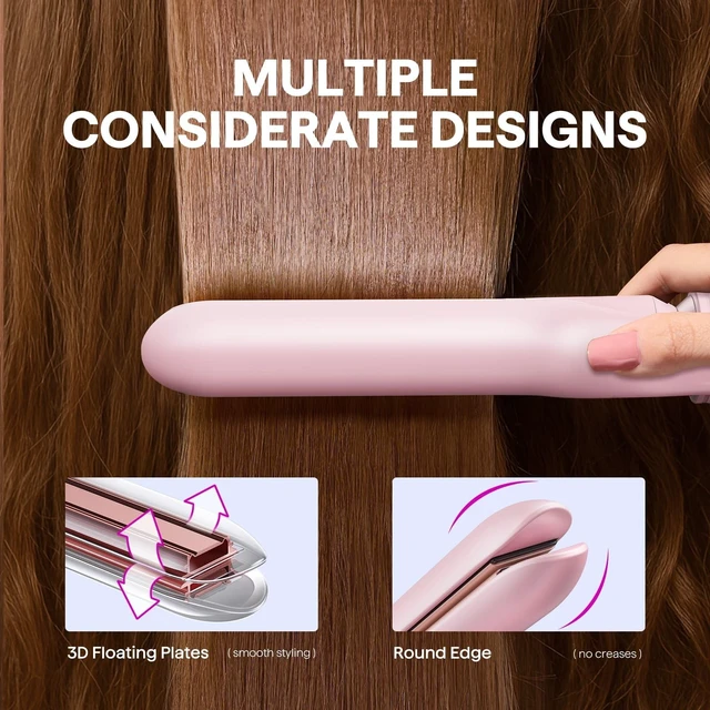 Alt view image 10 of 14 - 3 in 1 Curling Wand Set with Heated Round Brush,Versatile Styling | Ceramic Curling Iron Set with Flat Iron Hair Straightener, 1 1/4 inch Curling Iron, Less Damage, Dual Voltage Hair Curler
