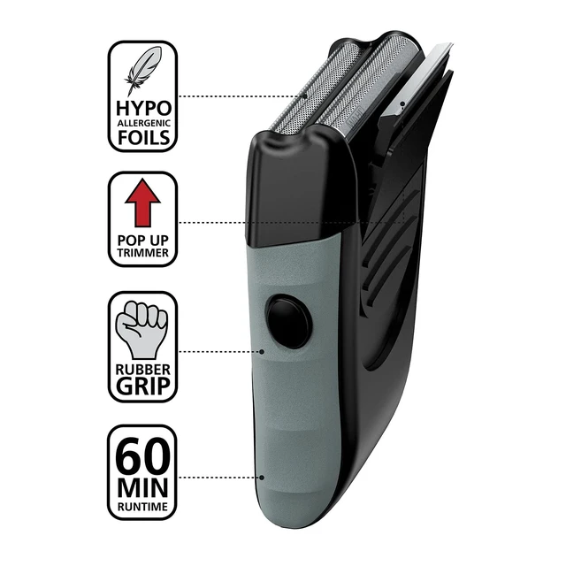 Alt view image 9 of 14 - Bump-Free Rechargeable Foil Shaver with Hypoallergenic Titanium Cutters for Close, Smooth Shaving - Model 7339-300