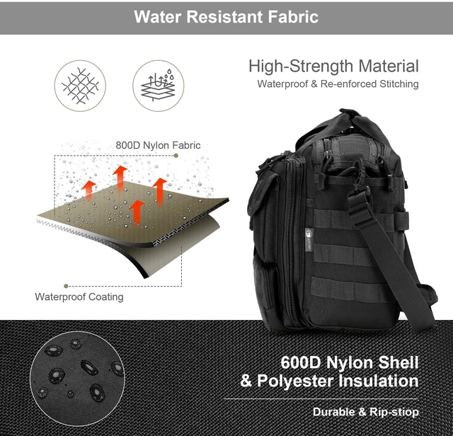 Alt view image 12 of 12 - Tactical Messenger Bag, 15.6/17.3 Inch Tactical Briefcase for Man Military Laptop Bag Messenger Shoulder Bag (Black)