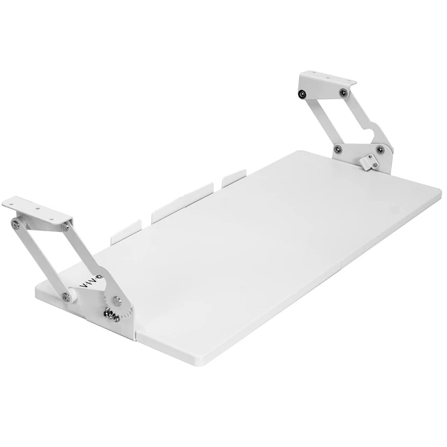 Alt view image 8 of 14 - White Under Desk 27 x 11 in Adjustable Keyboard Tray, MOUNT-KB08SW | Large Computer Keyboard & Mouse Tray with Swinging Height Adjustment, 12 Settings, Platform Drawer for Typing