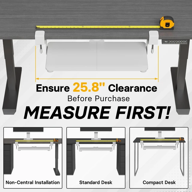 Alt view image 11 of 14 - Under Desk Keyboard Tray, Pull-Out Keyboard & Mouse Platform | C-Clamp Mount, Space-Saving Ergonomic Slide-Out Drawer, 31.3 in Including Clamps, 20 x 11.8 in Tray, White