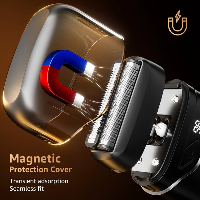 Alt view image 13 of 14 - Electric Foil Shavers for Men: IPX7 Waterproof - Magnetic Cover | Mini Razor for Travel - Face Shaver with LED Display & USB-C Fast Charge - Micro-Comb Technology & Precision Blades