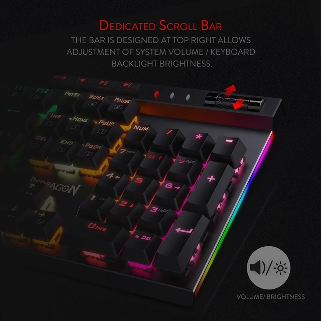 Alt view image 12 of 14 - K580 Wired RGB Mechanical Gaming Keyboard, Macro Key & Media Wheel | 5 On-Board Keybinding Buttons for MMO MOBA Games, Dedicated Media Controls, Classic Tactile Blue Switch for Hype Typing Feel