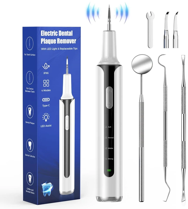 Alt view image 8 of 14 - Ultrasonic Plaque Remover for Teeth - 42kHz Tartar Remover with Sensor Gum Protection, Memory & 10-Min Auto Shutoff, IPX6 Waterproof, USB-C Rechargeable Dental Tools for Sensitive Teeth
