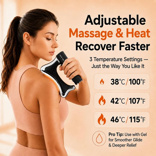Alt view image 6 of 6 - Heated Muscle Scraper Tool, 3 in 1 Electric Fascia Knife Massager with Heating & Vibration, Body Gua Sha Massage Tool for Arms, Neck, Thighs, Waist & Back, Fascia Tool for Deep Tissue, Black