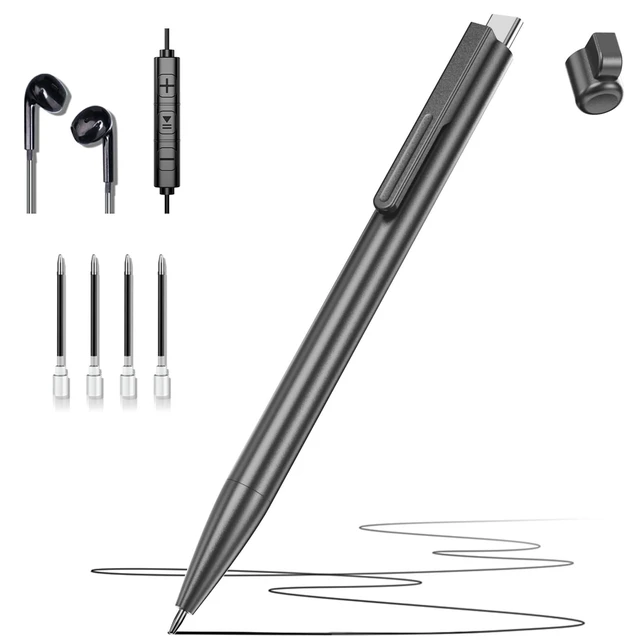 Alt view image 8 of 14 - One-Touch Digital Voice Recorder,128GB Voice Activated Recorder for Lecture Noise Reduction,TypeC charging,Longlasting Battery,Timestamped Files,Autosave Recordings for Meetings,Interviews,Classes