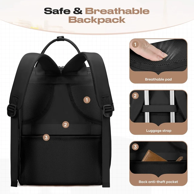 Alt view image 13 of 14 - 15.6-17.3" Laptop Backpack with Lunch Box, Work Bag for Women Men | 25l Capacity, 3-5h Thermal Insulation, Usb & Type-C Ports, Anti-Theft Design, Water-Resistant. Ideal For Travel, School,Nurse