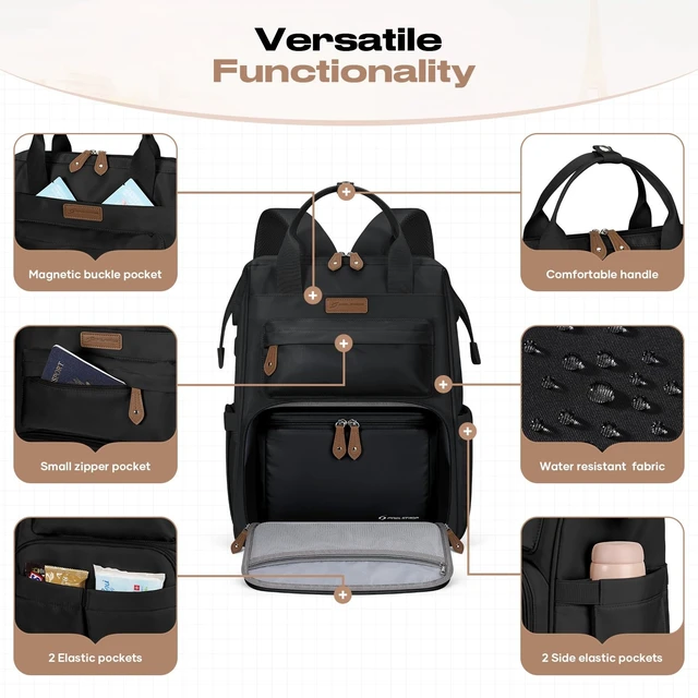 Alt view image 11 of 14 - 15.6-17.3" Laptop Backpack with Lunch Box, Work Bag for Women Men | 25l Capacity, 3-5h Thermal Insulation, Usb & Type-C Ports, Anti-Theft Design, Water-Resistant. Ideal For Travel, School,Nurse