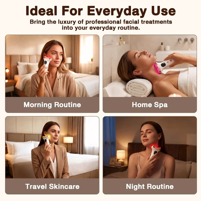 Alt view image 14 of 14 - Facial Massager for Face & Neck, 7-in-1 Gua Sha Beauty Wand | Cold & Heat Therapy | 7 Color LED Light & Vibration | Depuffing & Sculpting Skincare Tool for Face, Neck | Gift for Women
