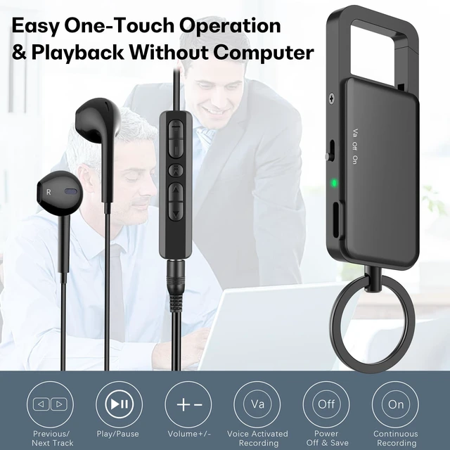 Alt view image 10 of 14 - 128GB Digital Voice Recorder 9000 Hours Storage, 24-Hour Battery, Intelligent Noise Reduction, USB-C Voice Activated Audio Recorder for Meetings, Lectures, Interviews