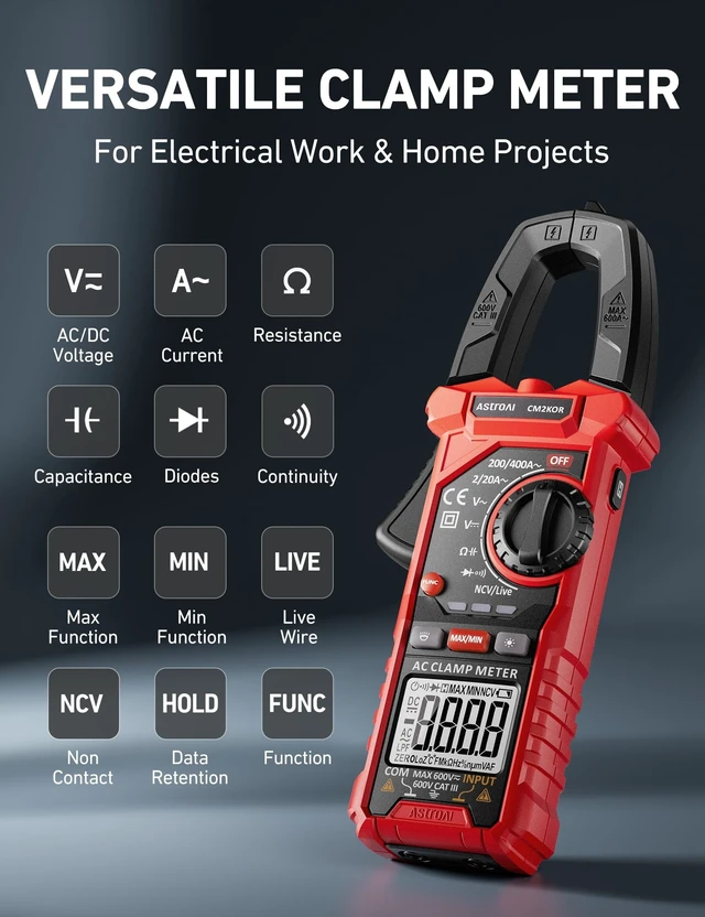 Alt view image 13 of 14 - Electrical Test Kit ETK3, 2000 Counts Digital Clamp Meter & Non-Contact Voltage Tester Pen & GFCI Outlet Tester, for Home & Professional Use