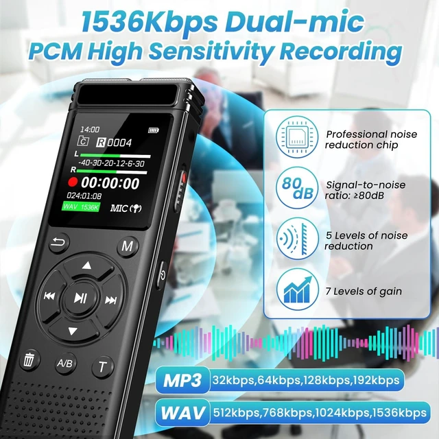 Alt view image 9 of 14 - 136GB Digital Voice Recorder with Playback,9775 Hours Audio Record | Voice Activated Recording Device with Noise Reduction,A-B Repeat,MP3 Player,Password for Lecture Meeting/Classes/Interviews