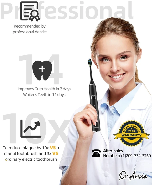Alt view image 10 of 12 - Sonic Electric Toothbrush with 12 Brush Heads for Adults&Kids, 2 Pack | One Charge for 120 Days, Wireless Fast Charge, 5 Modes, 40000VPM Powered Toothbrush, Smart Timer, IPX7 Waterproof, Black+Pink