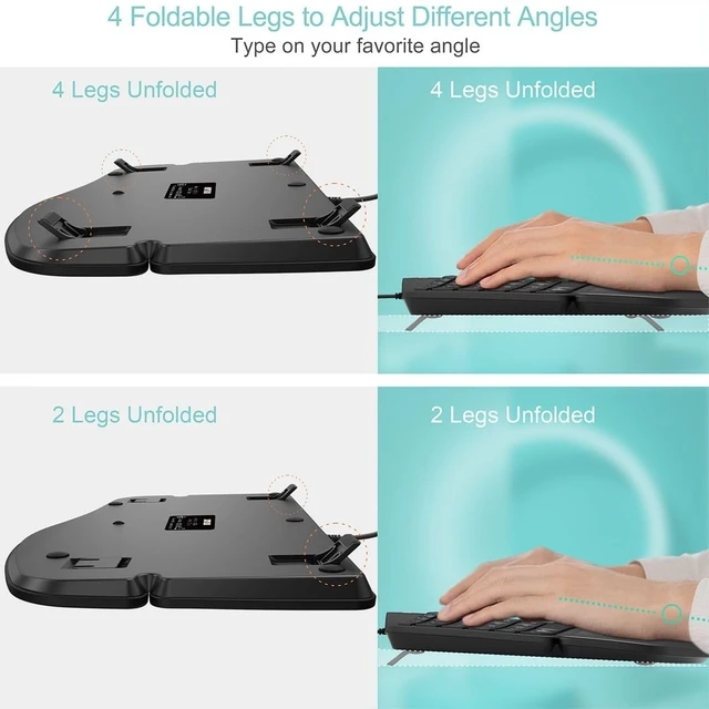 Alt view image 11 of 14 - Split Ergonomic Keyboard with Palm Rest, USB Wired Backlit Keyboard