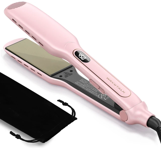 Alt view image 8 of 14 - Wet to Straight Hair Straightener, 1.75 Wide Vent Sesh Flat Iron | Straightener for Damp or Dry Hair with Dual Voltage Leave Silky Smooth Look, 20% Faster Styling, Pink