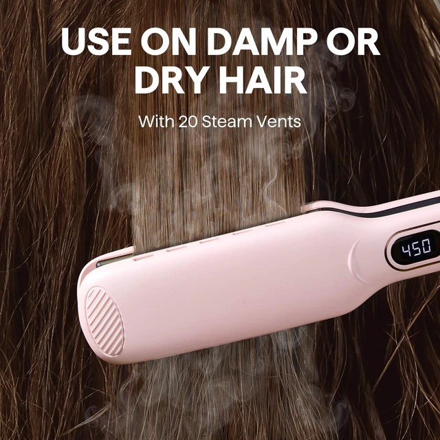 Alt view image 10 of 14 - Wet to Straight Hair Straightener, 1.75 Wide Vent Sesh Flat Iron | Straightener for Damp or Dry Hair with Dual Voltage Leave Silky Smooth Look, 20% Faster Styling, Pink