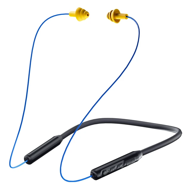 Alt view image 8 of 14 - Bluetooth Earplug Headphones, Neckband Wireless Earbuds earplugs-29db Noise Reduction isolating in-Ear earplug Earphones and Controls,IPX6 sweatproof,20+Hour Battery(Blue)