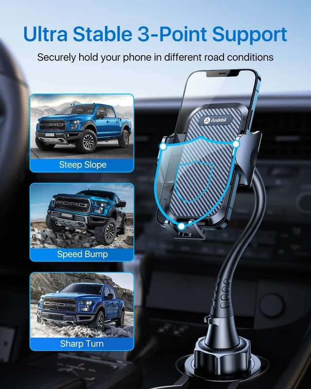 Alt view image 9 of 14 - Upgraded 15" Cup Holder Phone Holder, Solidest & Adjustable Military-Grade Long Gooseneck Cup Phone Holders for Your Car Truck, Car Phone Holder for iPhone 17 Pro Max 16 15 14/Samsung/Pixel