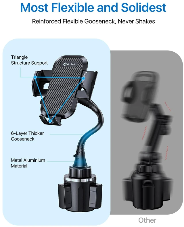 Alt view image 11 of 14 - Upgraded 15" Cup Holder Phone Holder, Solidest & Adjustable Military-Grade Long Gooseneck Cup Phone Holders for Your Car Truck, Car Phone Holder for iPhone 17 Pro Max 16 15 14/Samsung/Pixel