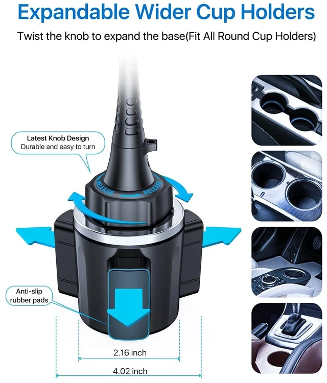Alt view image 13 of 14 - Upgraded 15" Cup Holder Phone Holder, Solidest & Adjustable Military-Grade Long Gooseneck Cup Phone Holders for Your Car Truck, Car Phone Holder for iPhone 17 Pro Max 16 15 14/Samsung/Pixel