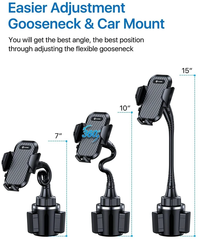 Alt view image 12 of 14 - Upgraded 15" Cup Holder Phone Holder, Solidest & Adjustable Military-Grade Long Gooseneck Cup Phone Holders for Your Car Truck, Car Phone Holder for iPhone 17 Pro Max 16 15 14/Samsung/Pixel