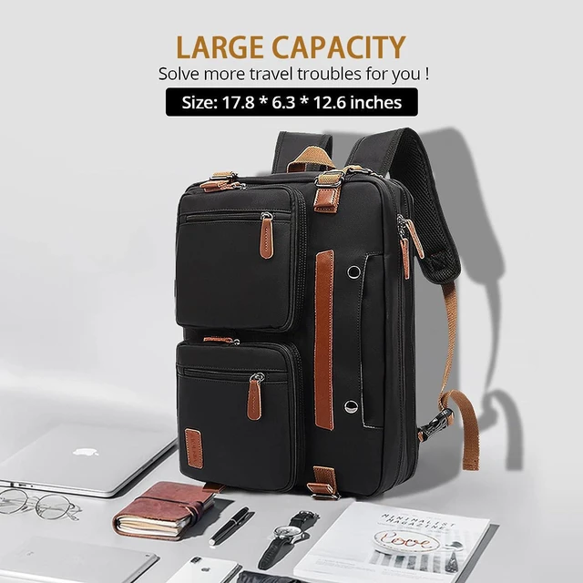 Alt view image 9 of 14 - 3 in 1 Laptop Bag for Men, 17.3 Inch Work Bags for Men, Laptop Backpack, Briefcases, Messenger Bag, Computer Bags for Laptops for Men Women, Black