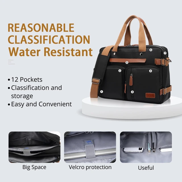 Alt view image 11 of 14 - 3 in 1 Laptop Bag for Men, 17.3 Inch Work Bags for Men, Laptop Backpack, Briefcases, Messenger Bag, Computer Bags for Laptops for Men Women, Black
