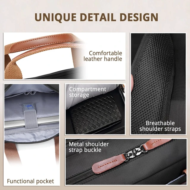 Alt view image 10 of 14 - 3 in 1 Laptop Bag for Men, 17.3 Inch Work Bags for Men, Laptop Backpack, Briefcases, Messenger Bag, Computer Bags for Laptops for Men Women, Black