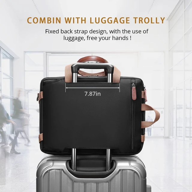 Alt view image 12 of 14 - 3 in 1 Laptop Bag for Men, 17.3 Inch Work Bags for Men, Laptop Backpack, Briefcases, Messenger Bag, Computer Bags for Laptops for Men Women, Black