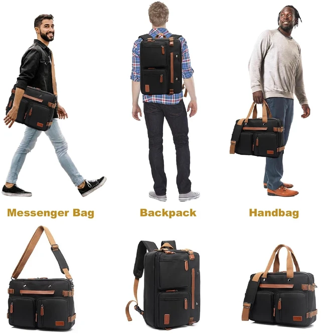 Alt view image 14 of 14 - 3 in 1 Laptop Bag for Men, 17.3 Inch Work Bags for Men, Laptop Backpack, Briefcases, Messenger Bag, Computer Bags for Laptops for Men Women, Black