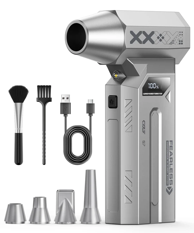 Alt view image 8 of 14 - Compressed Air Duster-280000 RPM Super Powerful Electric Air Duster,4-Gear Adjustable PC Cleaning Kit with LCD Screen & LED Light,Fast Charging Air Blower for PC,Keyboard,Car,Home