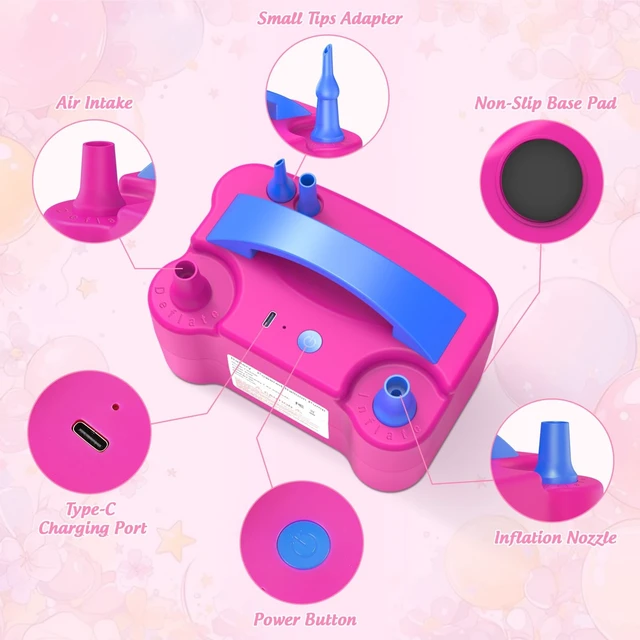 Alt view image 10 of 14 - Electric Balloon Pump | Cordless Electric Balloon Pump with Rechargeable Battery, Type-C Charging