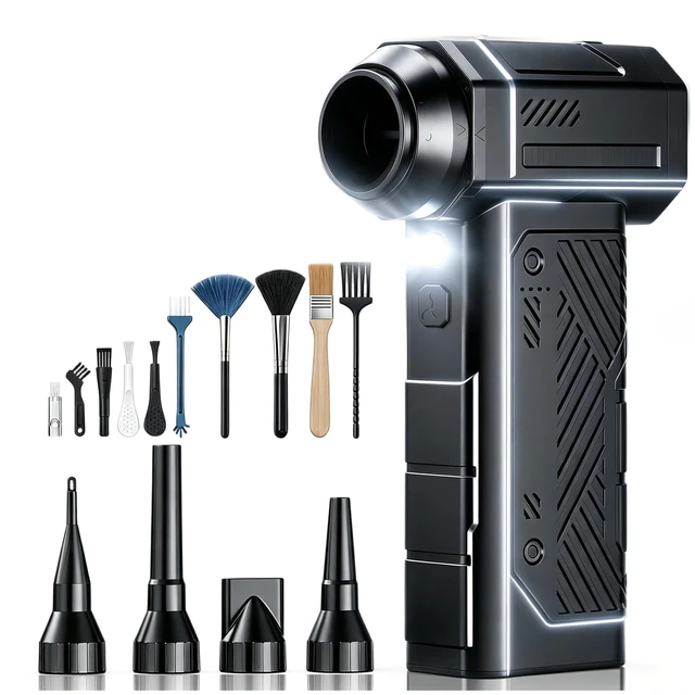 Alt view image 8 of 14 - Compressed Air Duster, 350g High-Thrust Electric Air Duster for PC | Deep Cleaning,Rechargeable,4-Speed Adjustable,LED Light,110K RPM,Hurricane-Force,for Computer Keyboard, House, Outdoor, Car