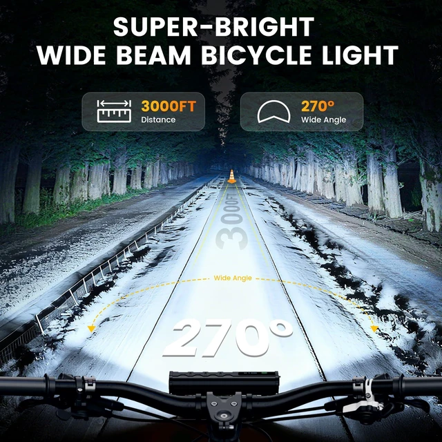 Alt view image 9 of 14 - 17 LED Bike Lights 5000 Lumen, Super Bright Bicycle Light for Night Riding, USB Rechargeable Bike Headlight and Taillight, Waterproof Wide Beam Bike Front Light with Digital Power Display